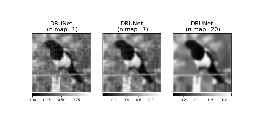 DRUNet  (n map=1), DRUNet  (n map=7), DRUNet  (n map=20)