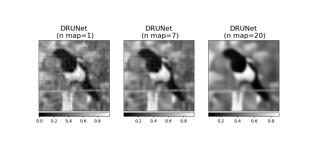 DRUNet  (n map=1), DRUNet  (n map=7), DRUNet  (n map=20)